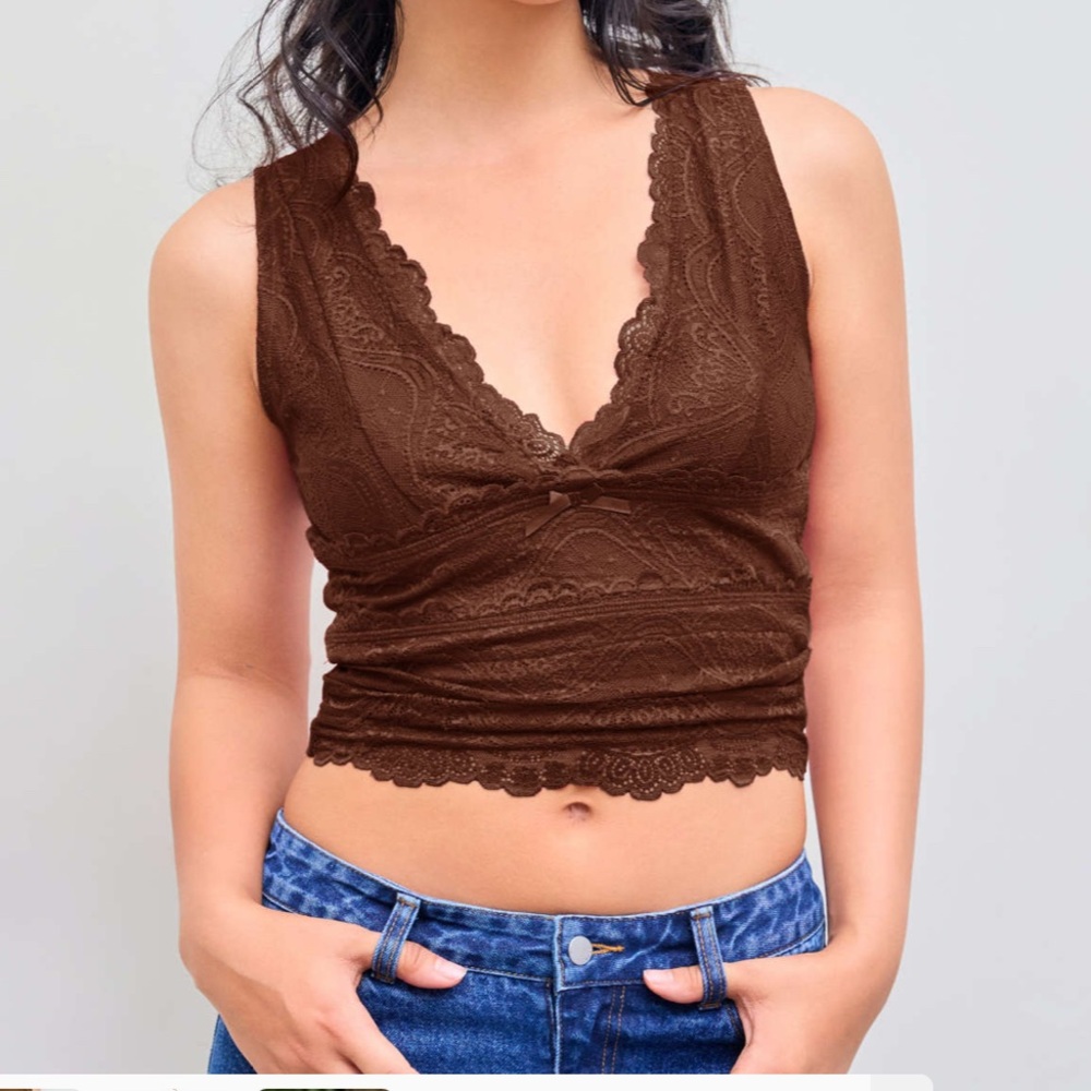 Cider Chocolate Lace Accent Blouse